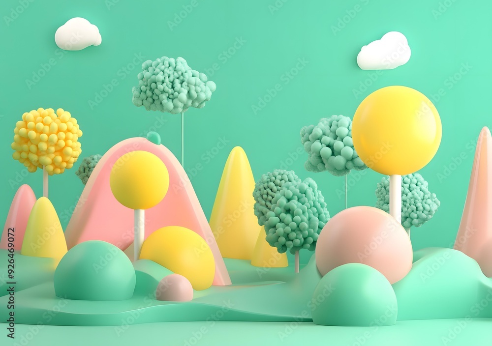 Abstract Green Background with 3D Shapes Abstract Green Background with 3D Shapes