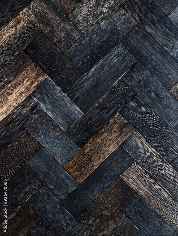 Detailed Close-Up of Herringbone Wood Flooring with Dark Grey and Light Brown Tones for Interior Design Inspiration Detailed Close-Up of Herringbone Wood Flooring with Dark Grey and Light Brown Tones for Interior Design Inspiration