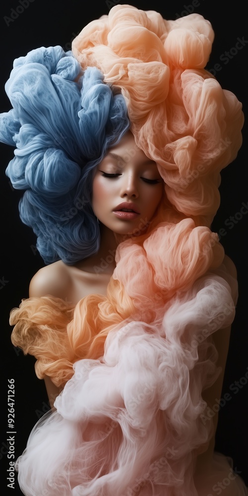 Surreal woman with soft cloud-like hair Surreal woman with soft cloud-like hair