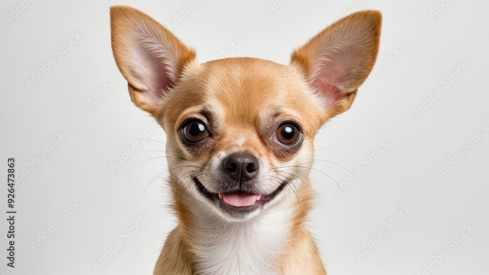 Portrait of Fawn smooth coat chihuahua dog on grey background Portrait of Fawn smooth coat chihuahua dog on grey background