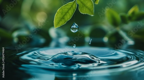 macro of a drop of water slowly falling