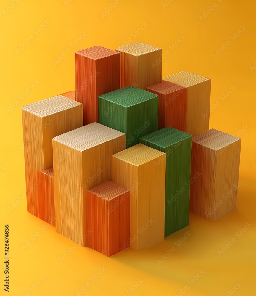 Obraz premium Abstract Geometric Wooden Blocks Background