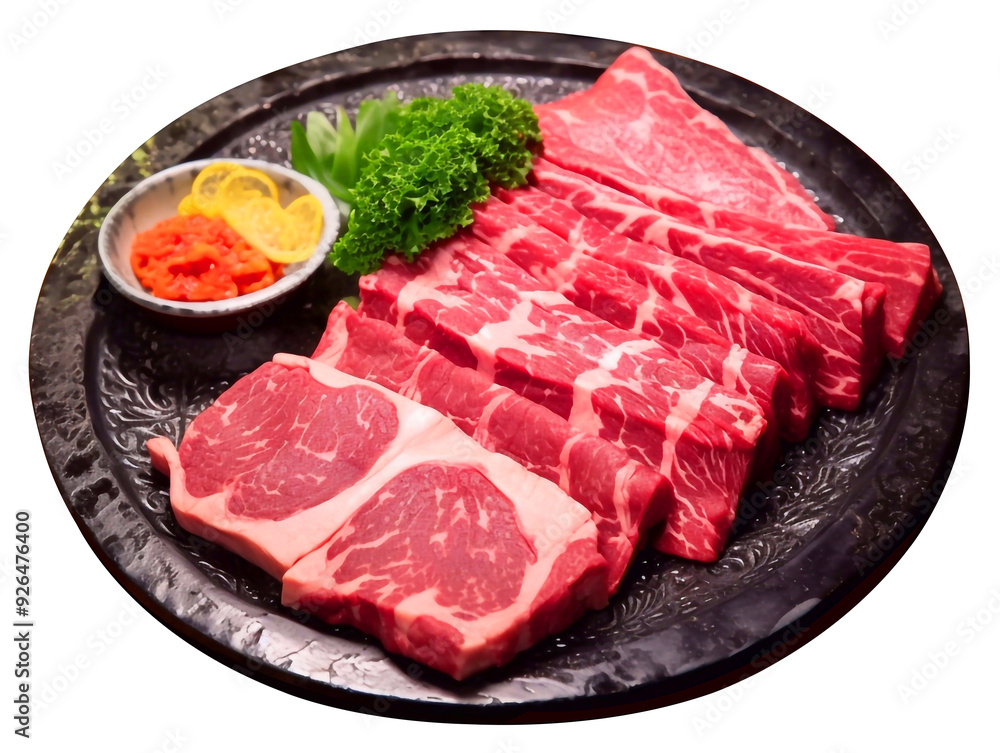 Includes fresh raw Wagyu beef, raw beef steak for barbecue, dicut, PNG file, isolated background. Includes fresh raw Wagyu beef, raw beef steak for barbecue, dicut, PNG file, isolated background.