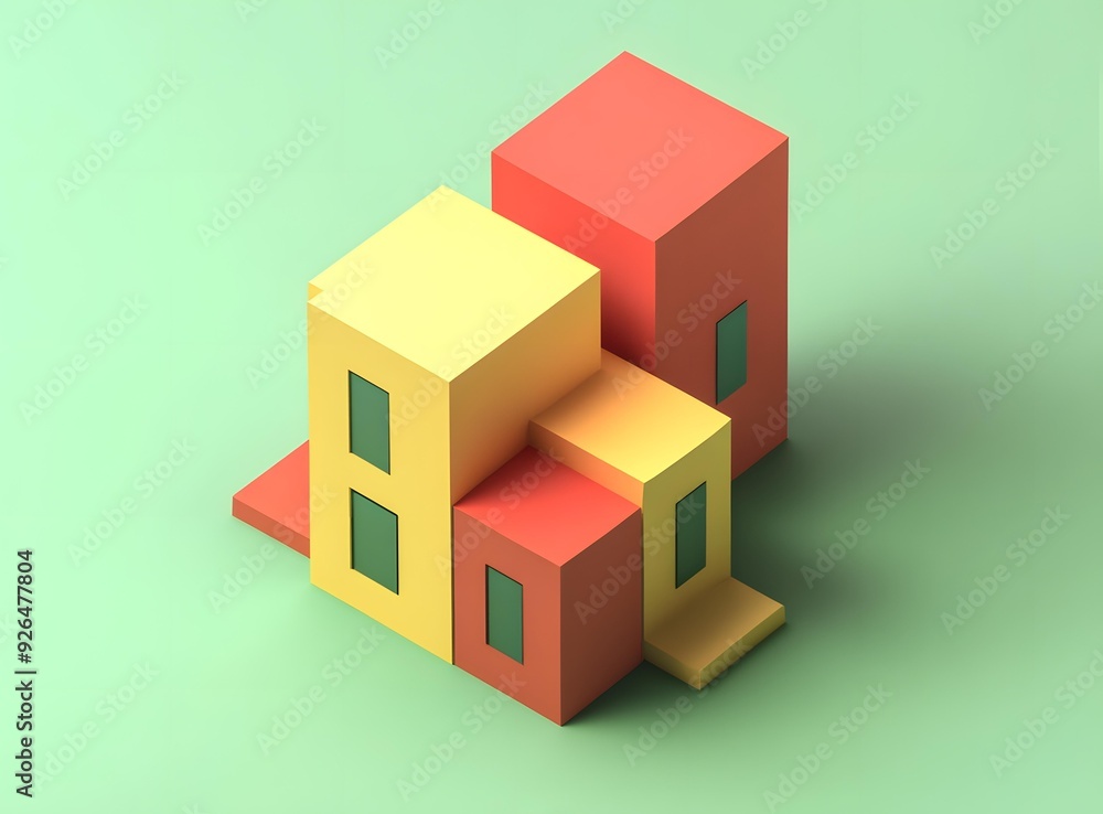 Abstract Geometric Building with Minimalist Style Abstract Geometric Building with Minimalist Style