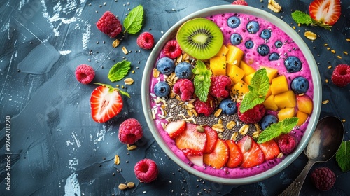 Wallpaper Mural A vibrant smoothie bowl with fresh fruits, nuts, and seeds, promoting a healthy breakfast option. Torontodigital.ca