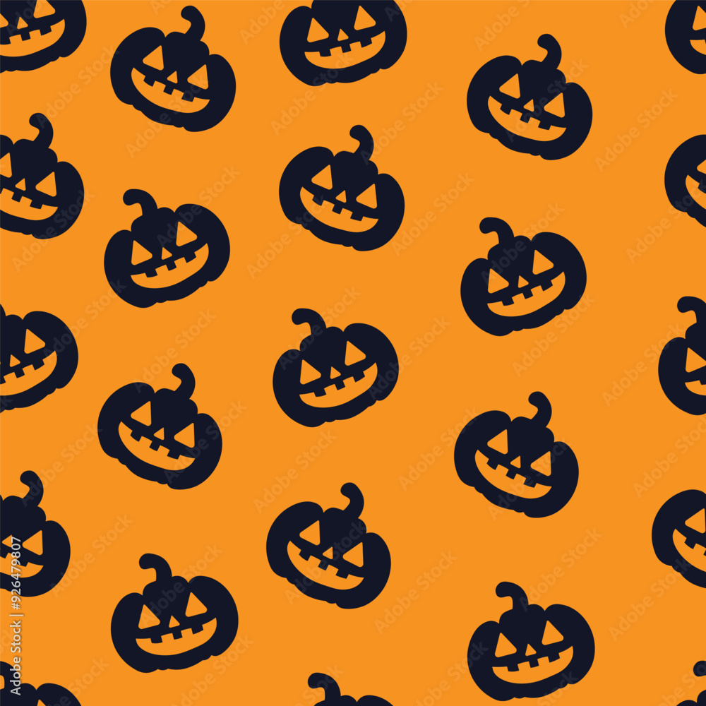 Halloween Pumpkin Pattern on Orange Background Halloween Pumpkin Pattern on Orange Background