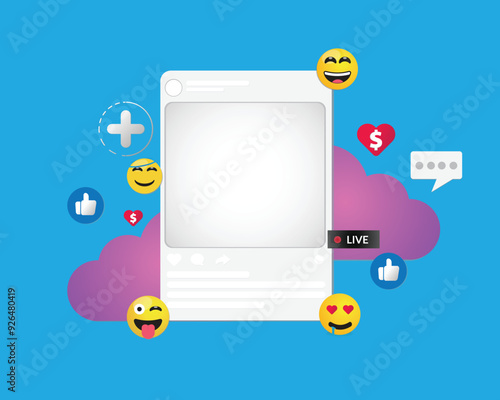 A vector of social media marketing connection and interaction.