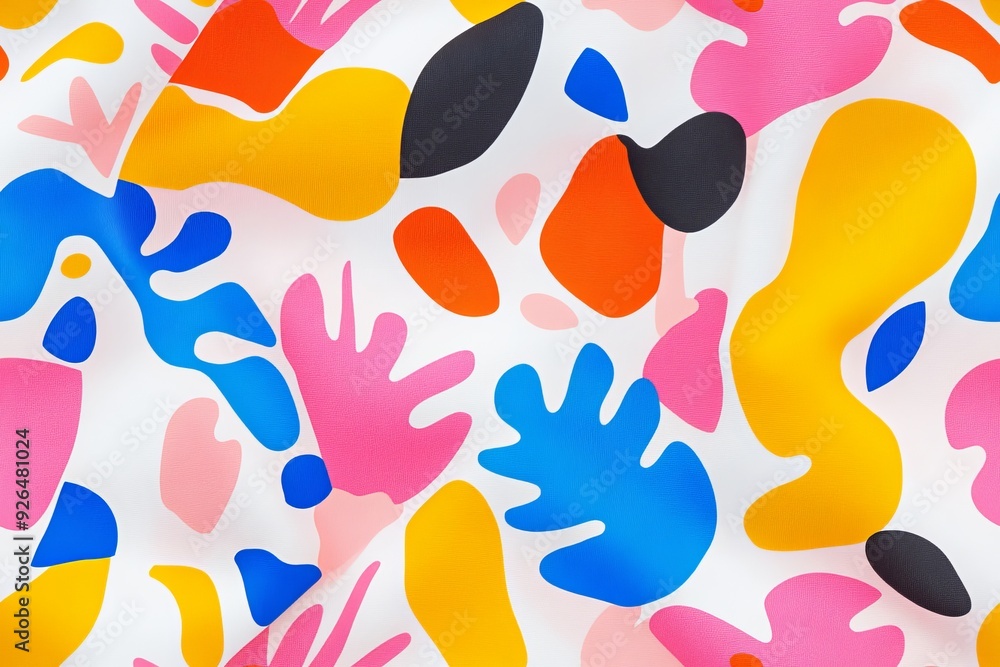 Seamless tilable bright and lively pattern with bold colors and cheerful abstract shapes Seamless tilable bright and lively pattern with bold colors and cheerful abstract shapes