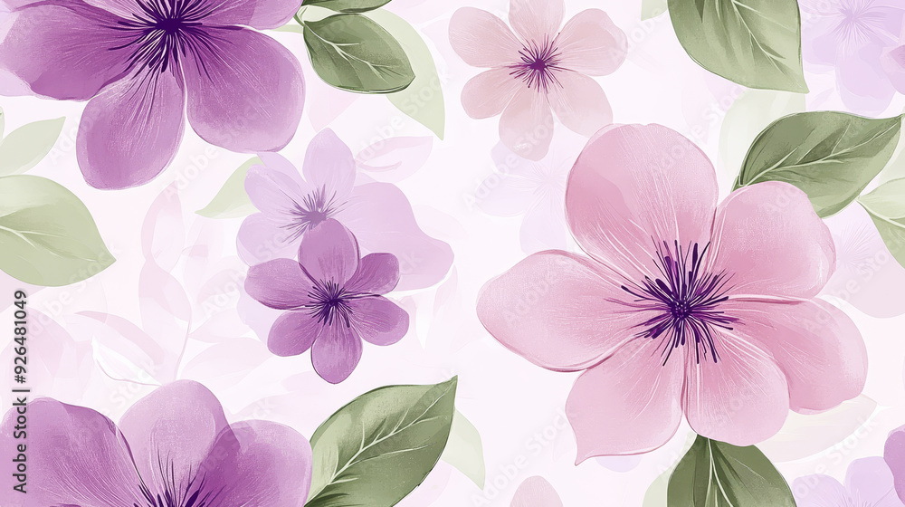 Seamless tilable image with delicate floral patterns of intricate petals and leaves Seamless tilable image with delicate floral patterns of intricate petals and leaves