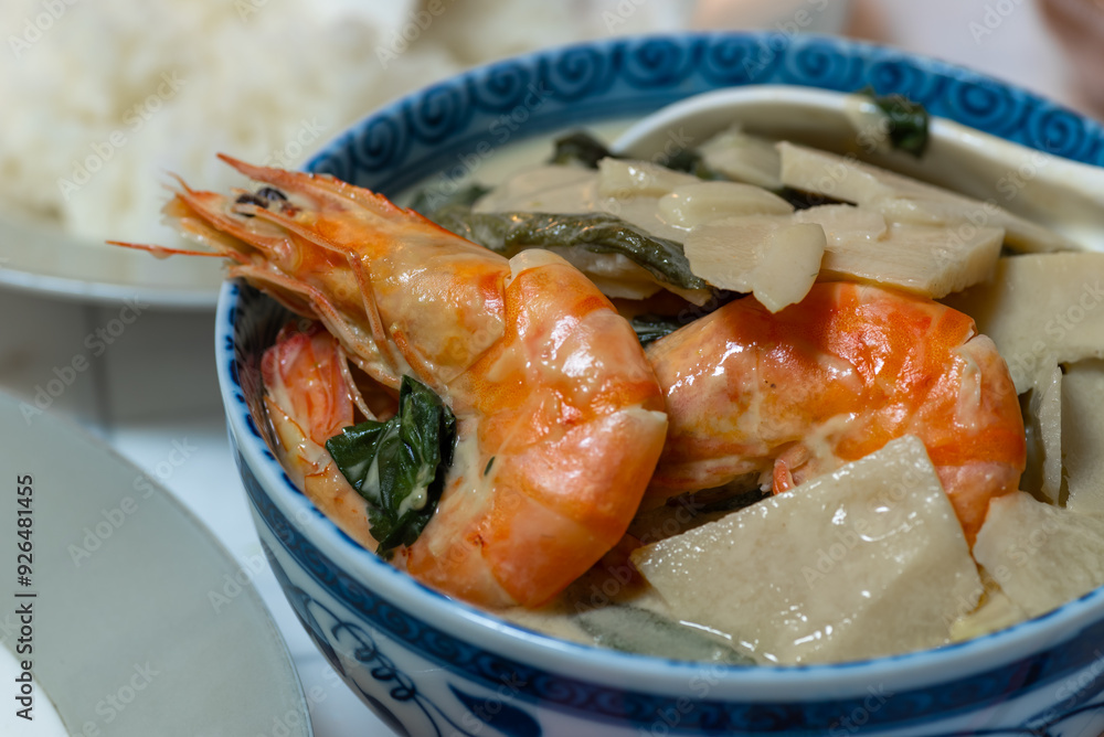 Ginataang labong na may hipon - a Filipino dish of boiled shrimp and ...