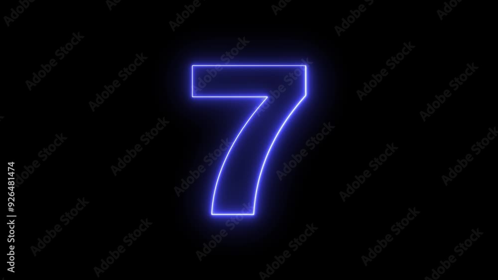 Neon number seven, Glowing Neon number 7 on black background Neon number seven, Glowing Neon number 7 on black background