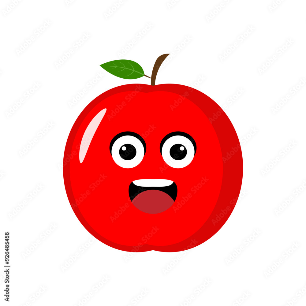 Obraz premium red apple icon emoji vector illustration. Illustration apple isolated on white backgrounds