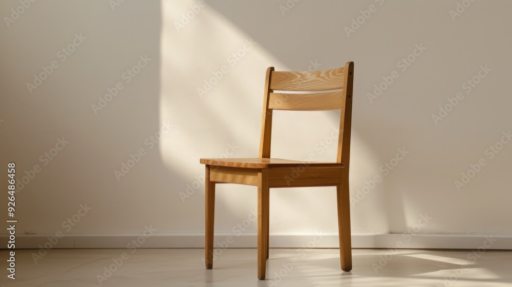 Fototapeta premium Wooden Chair in a Room with Sunlight