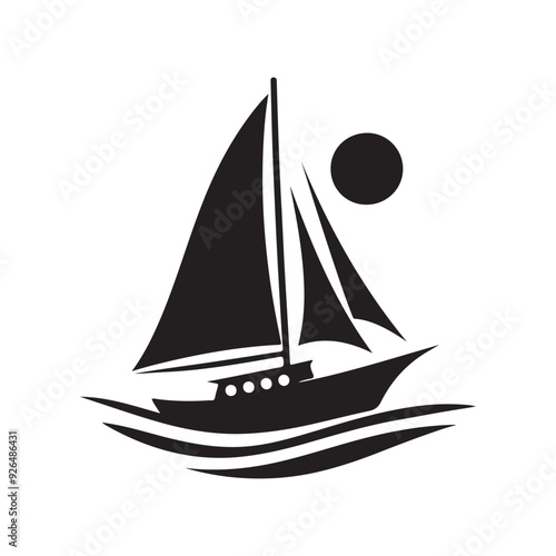 sailboat icon, Nautical vessel icon, sailboat logo design, simple and clean sailboat icon, silhouette, logo