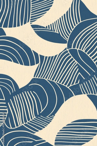 Textured Wallpaper Pattern in Organic Geometric Style with Random Pantone Colors and White Lines Reminiscent of Japanese Bohemian Nordic Boho Woodblock Prints