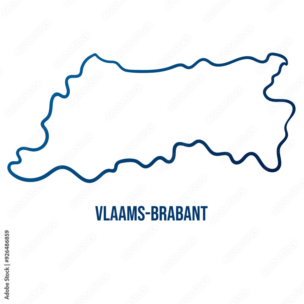 Obraz premium Brabant, Belgian province simplified map. Abstract smooth blue gradient linear vector