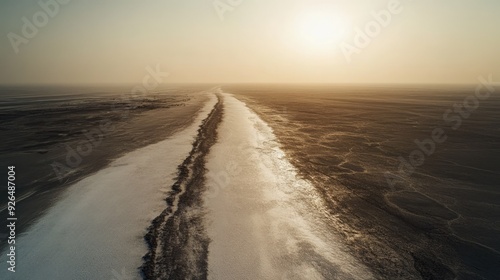 Aerial perspective of the Rann of Kutch during the salt desert season, capturing the stark white expanse from above.