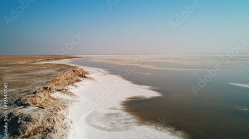 Aerial perspective of the Rann of Kutch during the salt desert season, capturing the stark white expanse from above. photo