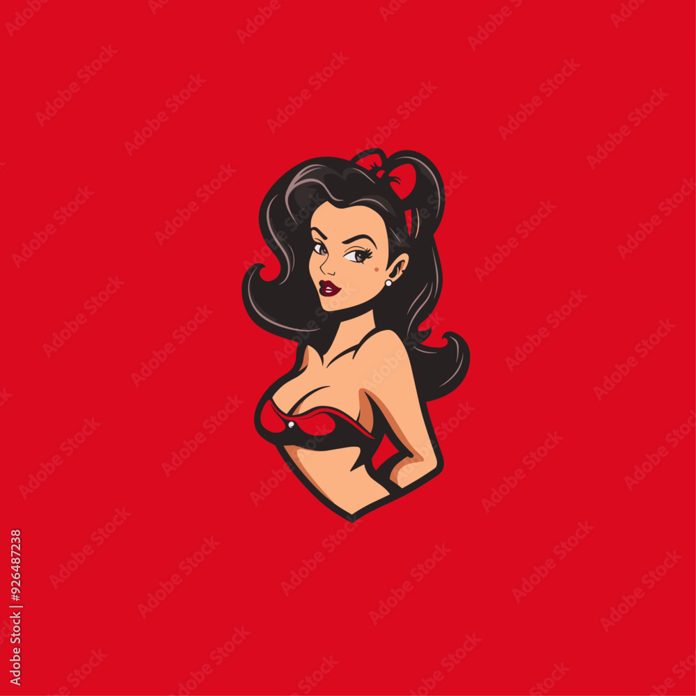 Retro pin up girl logo flat vector design Retro pin up girl logo flat vector design