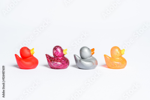rubber ducks on white