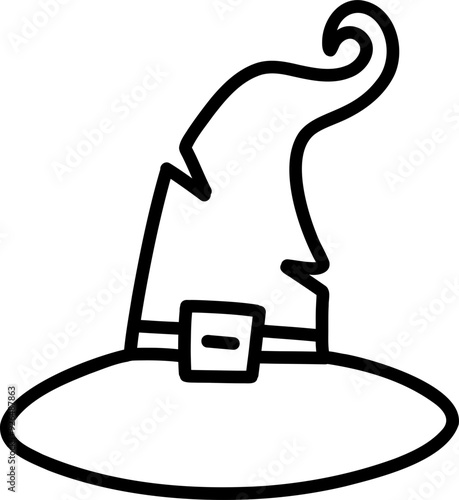 Hand Drawn Doodle Witch Hat Outline