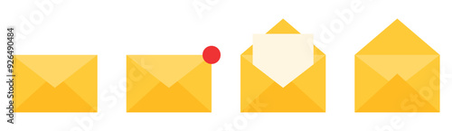 Set of mail envelope icon collection flat Illustration