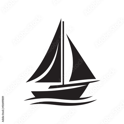 sailboat icon, Nautical vessel icon, sailboat logo design, simple and clean sailboat icon, silhouette, logo