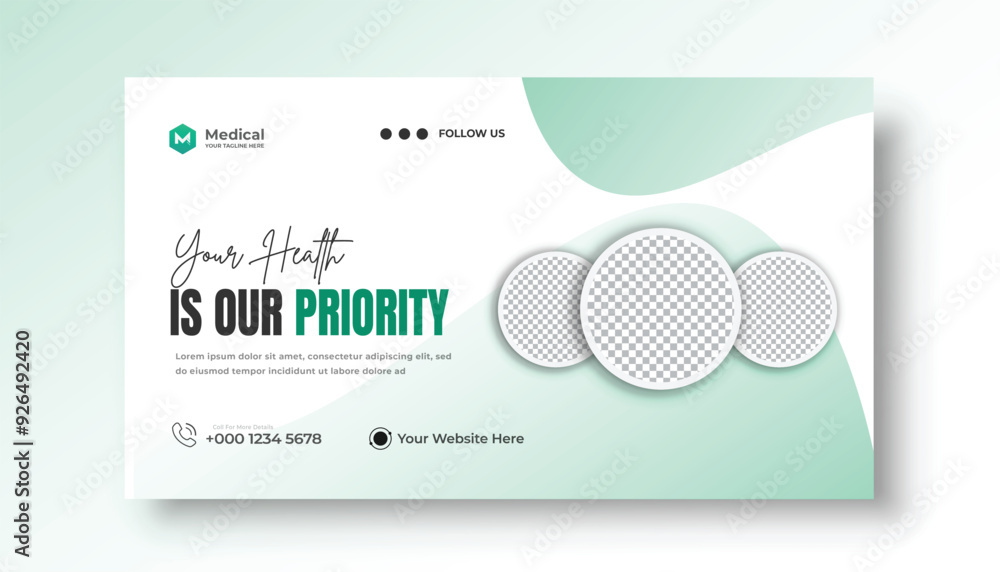 Medical healthcare YouTube thumbnail and web cover banner template Medical healthcare YouTube thumbnail and web cover banner template