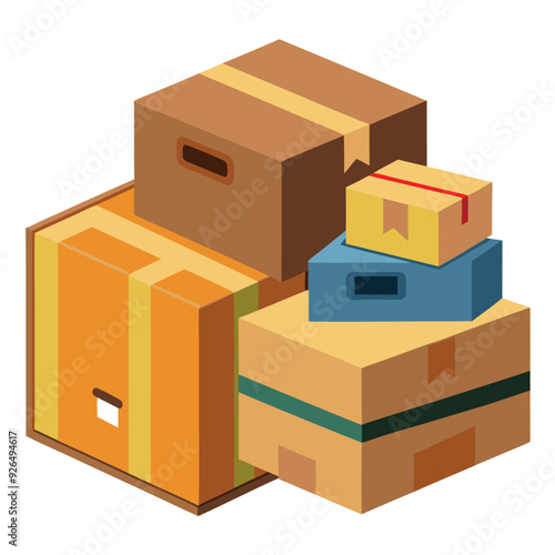 Stacked Cardboard Boxes Vector Design Illustration