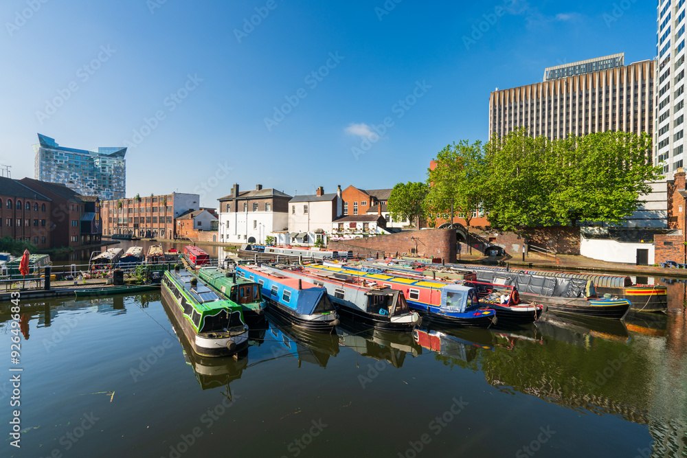 Birmingham old canal on a summer day. England Birmingham old canal on a summer day. England