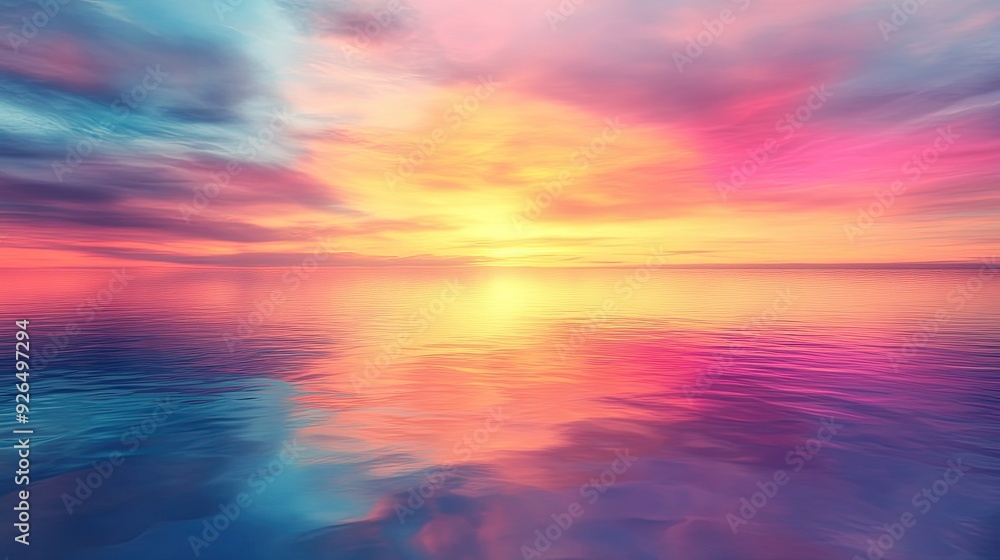 Vibrant sunset over a calm lagoon, with the water reflecting the colorful sky and a soft breeze creating gentle ripples. Vibrant sunset over a calm lagoon, with the water reflecting the colorful sky and a soft breeze creating gentle ripples.