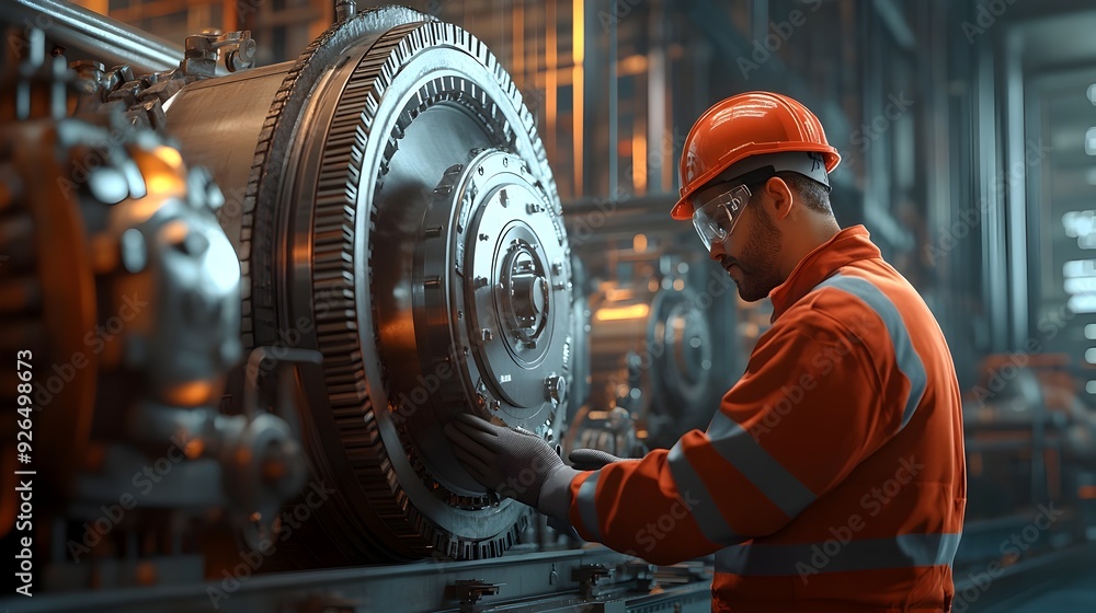Experienced Engineer Overseeing Machinery Installation at Industrial Facility Experienced Engineer Overseeing Machinery Installation at Industrial Facility
