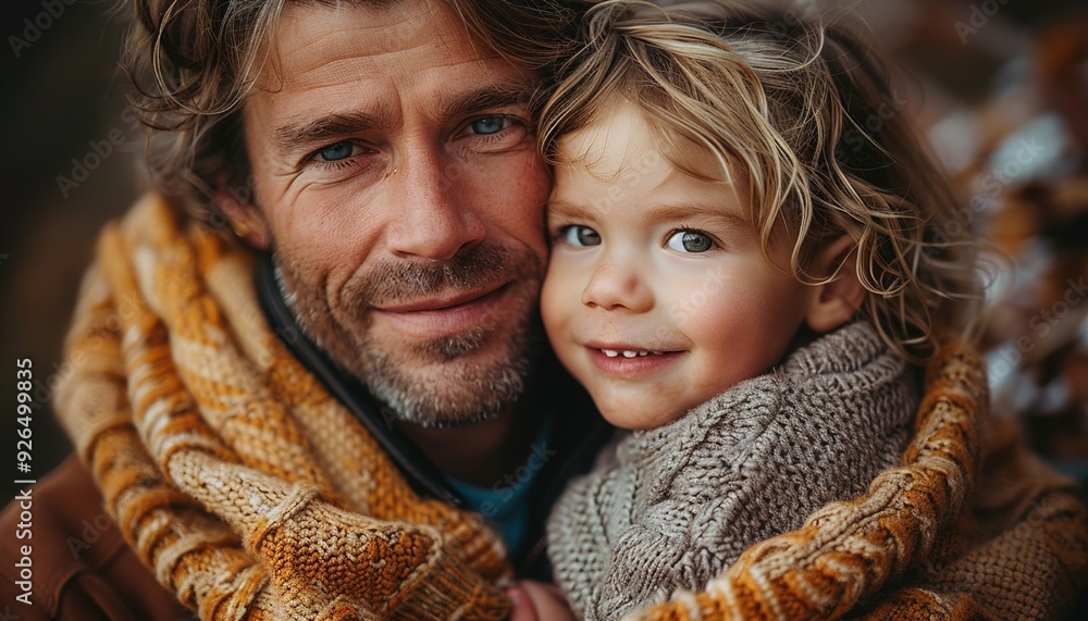 Close-up of father cudddling his little son. Close-up of father cudddling his little son.