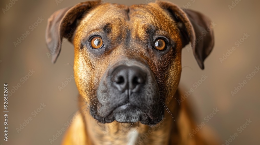 Obraz premium Loyal dog with expressive eyes poses for a close-up indoors