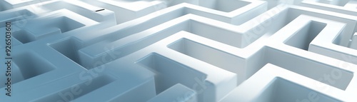 A 3D maze with a search bar hovering above, guiding users to the right path, symbolizing navigation through search engines