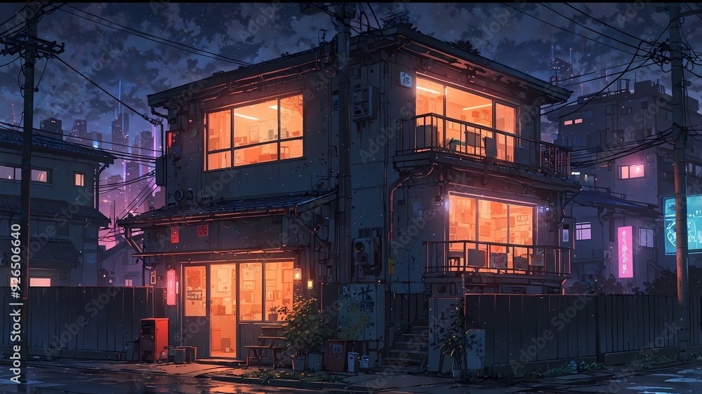 Cyberpunk Single House: Lofi Anime Style Urban Dwelling Cyberpunk Single House: Lofi Anime Style Urban Dwelling