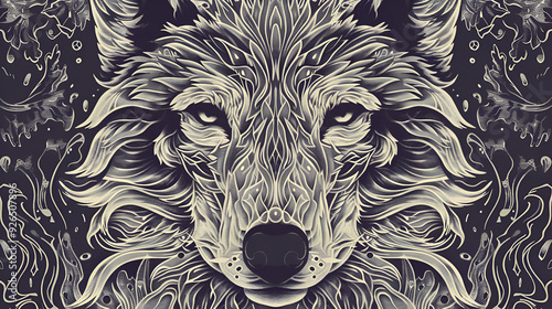 Highly detailed abstract wolf illustration  photo