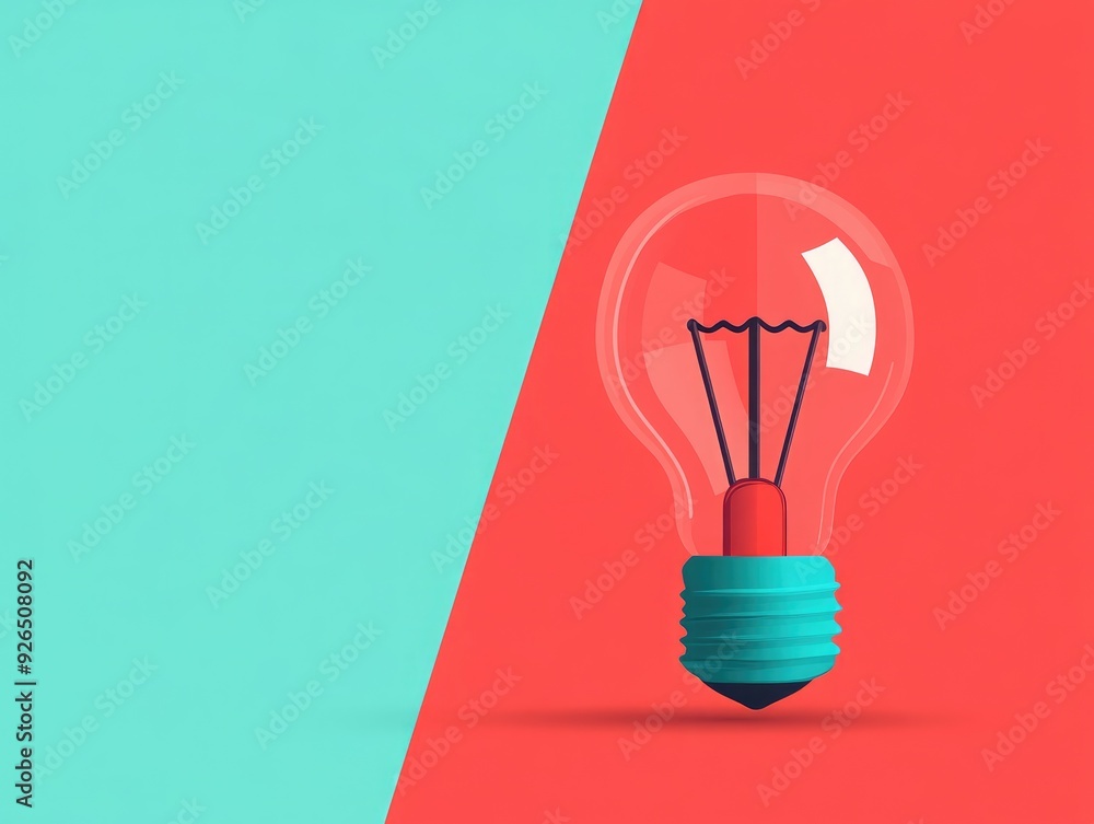 Light bulb with overlapping circles, intersection of ideas and growth, flat design illustration Light bulb with overlapping circles, intersection of ideas and growth, flat design illustration