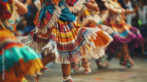 Colorful traditional dancers in vibrant costumes perform during a festive celebration, showcasing cultural heritage and community spirit.