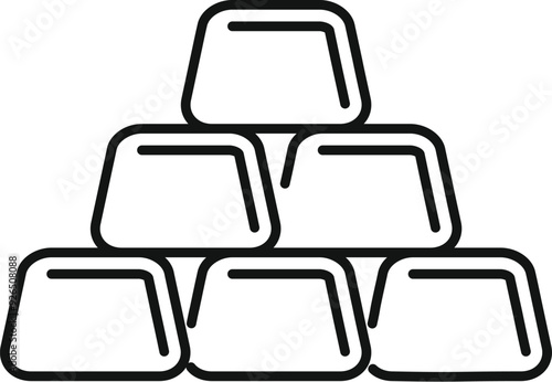 Line drawing of gold bars stacking up representing investment and wealth