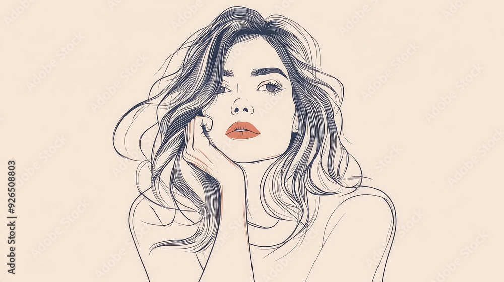 Line art female avatar with a thinking expression, simple minimalistic design, petrol accents, white background. Line art female avatar with a thinking expression, simple minimalistic design, petrol accents, white background.