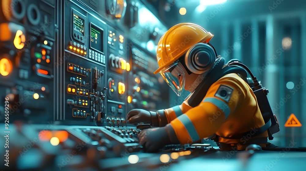 Engineer Troubleshooting Control System Issues in 3D Rendered Scene Engineer Troubleshooting Control System Issues in 3D Rendered Scene