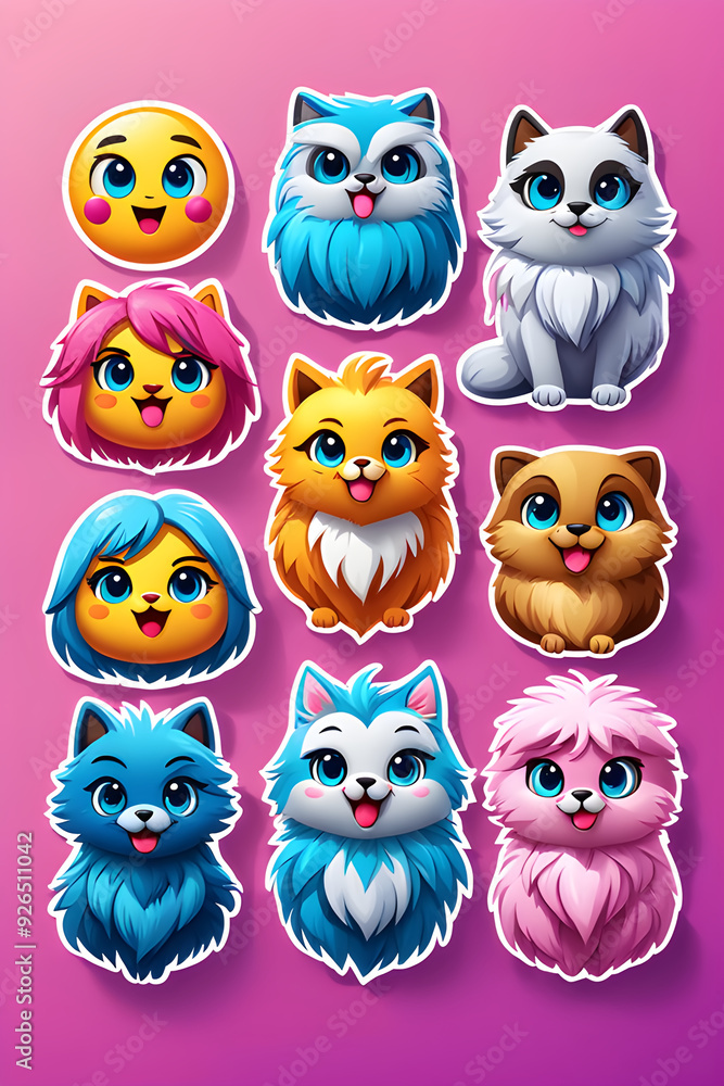 Cute cartoon animal character set, funny owl, dog, and baby heads, vector illustration for kids Cute cartoon animal character set, funny owl, dog, and baby heads, vector illustration for kids