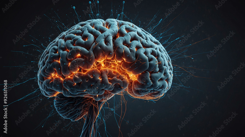 Futuristic Visualization of a Human Brain with Glowing Neural Networks and Synapses Futuristic Visualization of a Human Brain with Glowing Neural Networks and Synapses