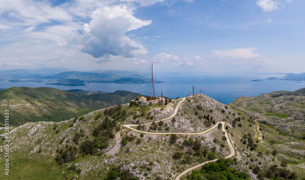 Aerial view of the Monastery of Pantokrator on the island of Corfu