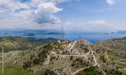Obraz na płótnie Aerial view of the Monastery of Pantokrator on the island of Corfu w salonie