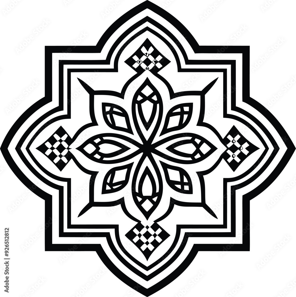 Moroccan pattern illustration black and white Moroccan pattern illustration black and white