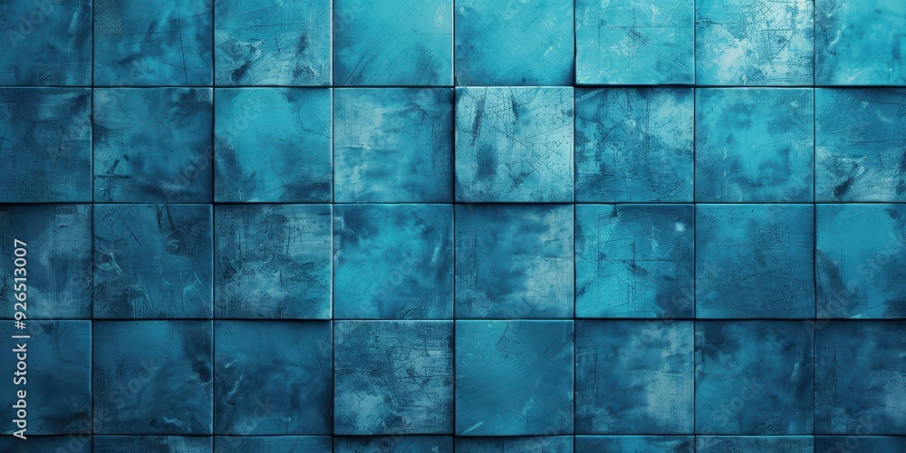 Abstract blue tile wall with a textured surface and gradient shades. Abstract blue tile wall with a textured surface and gradient shades.