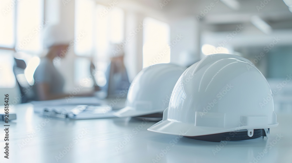 construction helmet and gloves on the table construction helmet and gloves on the table