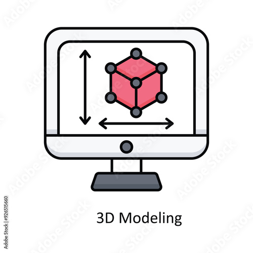 3D Modeling vector filled outline Icon Design illustration. Design And Development Symbol on White background EPS 10 File